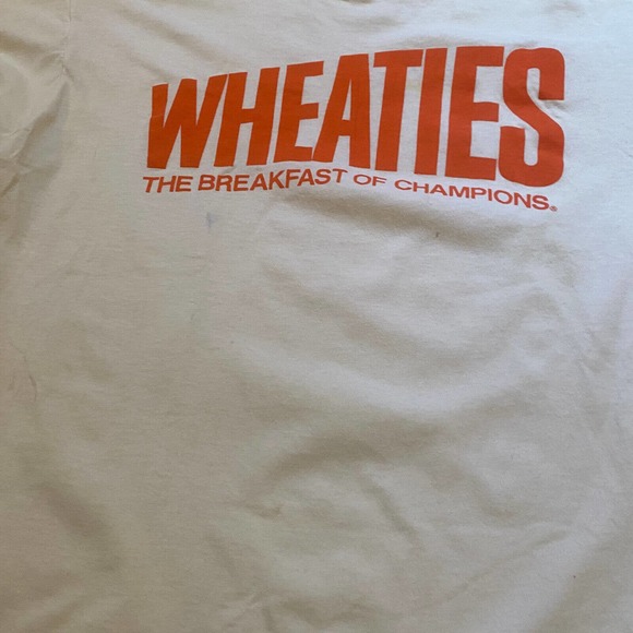 Vtg. Wheaties Sz XL T-Shirt Fruit of the Loom Made in USA White 100% Cotton - Picture 3 of 8